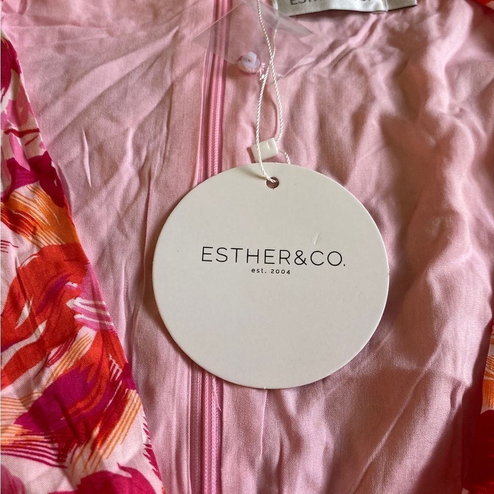 Esther & Co Mallarey Floral Midi Dress Size 6 NWT Pink Red Wedding Guest - Picture 14 of 16
